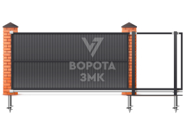 Откатные ворота 2200×3500 на сваях ЗМК-7574