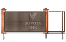 Ворота откатные с калиткой 9 метров 9000×3000 ЗМК-8151
