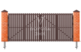 Распашные ворота 3000×1750 из евроштакетника ЗМК-5311